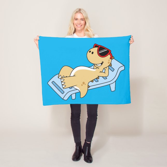 Illustration Of A Sunbathing Tyrannosaurus Rex. Fleece Blanket (In Situ)