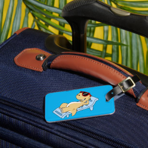 Illustration Of A Sunbathing Tyrannosaurus Rex. Luggage Tag