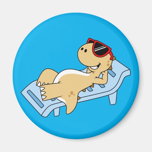 Illustration Of A Sunbathing Tyrannosaurus Rex. Magnet (Front)