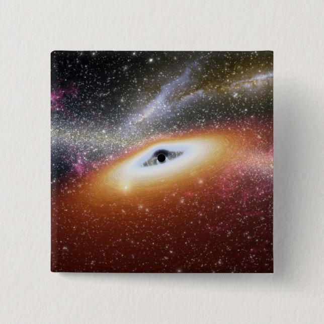 Illustration of a supermassive black hole 15 cm square badge (Front)