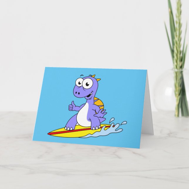 Illustration Of A Surfing Spinosaurus. Card (Front)