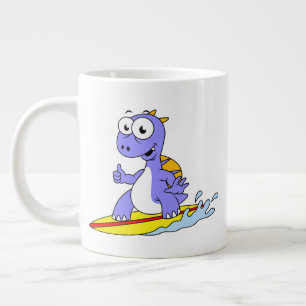Illustration Of A Surfing Spinosaurus. Large Coffee Mug
