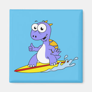Illustration Of A Surfing Spinosaurus. Magnet