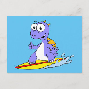 Illustration Of A Surfing Spinosaurus. Postcard