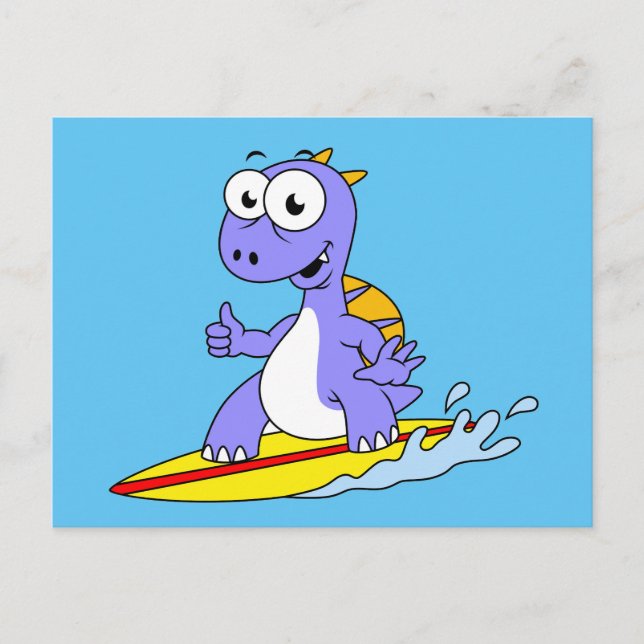 Illustration Of A Surfing Spinosaurus. Postcard (Front)