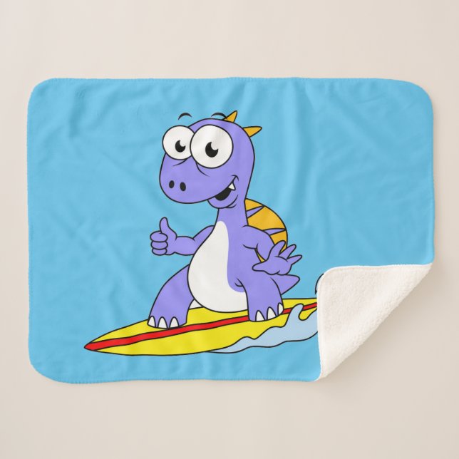 Illustration Of A Surfing Spinosaurus. Sherpa Blanket (Front (Horizontal))