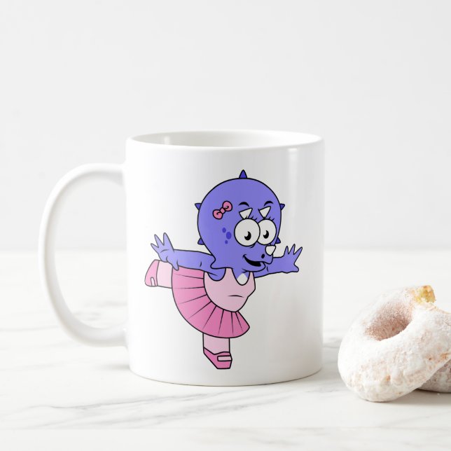 Illustration Of A Triceratops Ballet Dancer. Coffee Mug (With Donut)