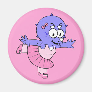 Illustration Of A Triceratops Ballet Dancer. Magnet