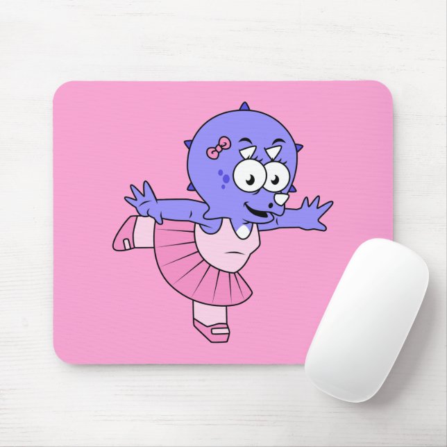 Illustration Of A Triceratops Ballet Dancer. Mouse Mat (With Mouse)