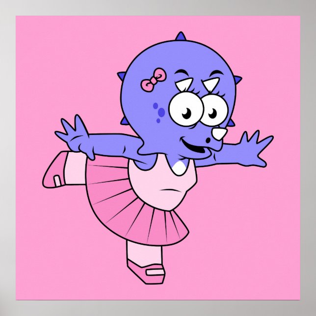 Illustration Of A Triceratops Ballet Dancer. Poster (Front)