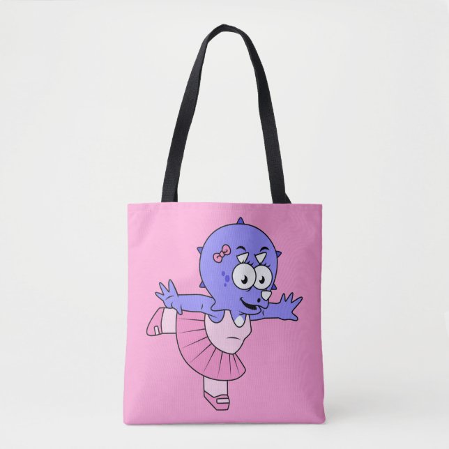 Illustration Of A Triceratops Ballet Dancer. Tote Bag (Front)