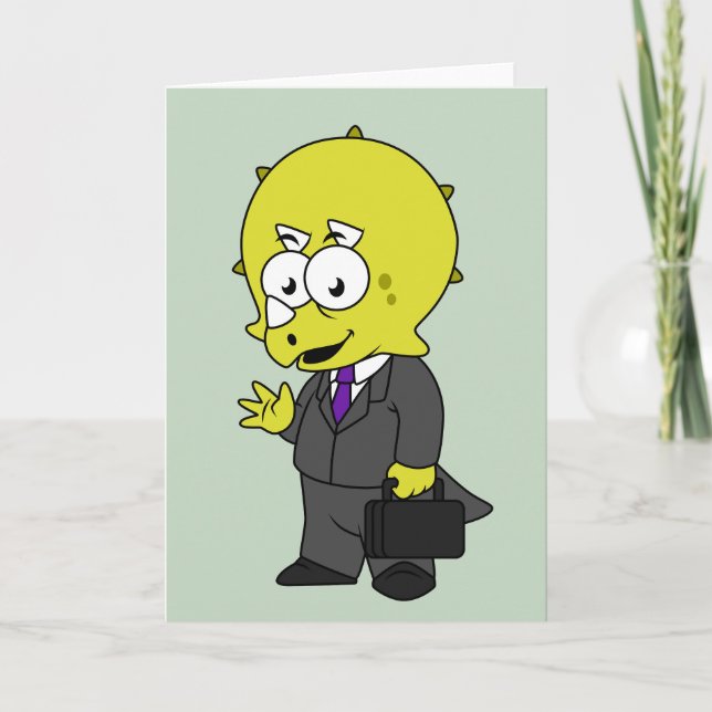 Illustration Of A Triceratops Businessman. Card (Front)
