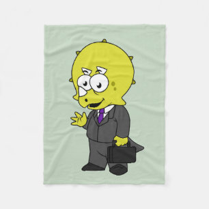 Illustration Of A Triceratops Businessman. Fleece Blanket