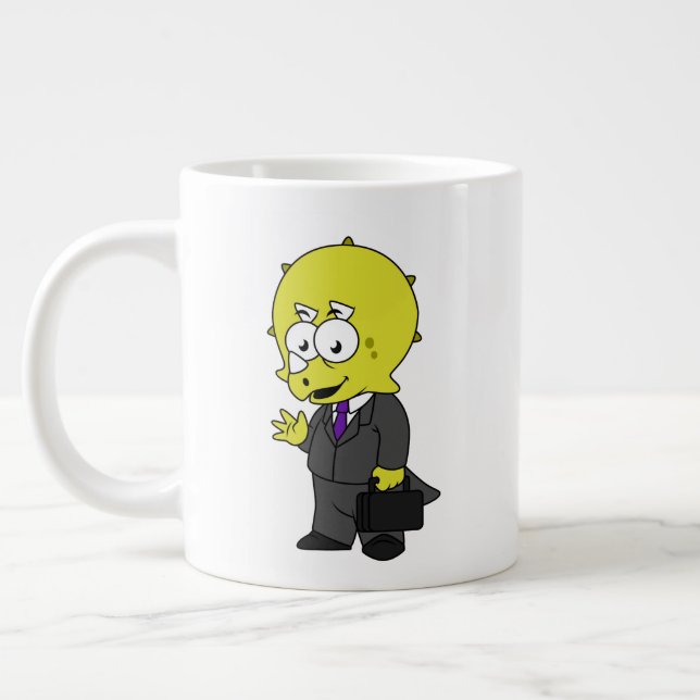 Illustration Of A Triceratops Businessman. Large Coffee Mug (Left)