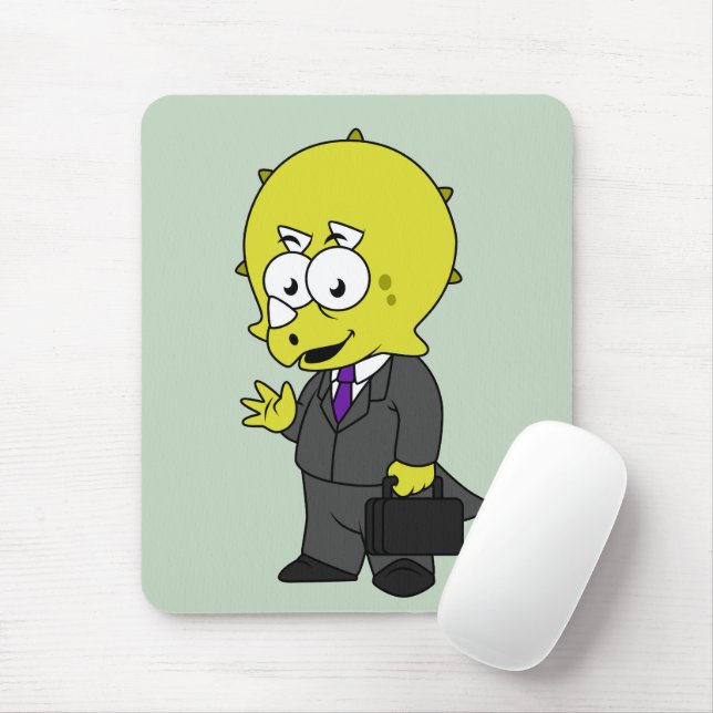Illustration Of A Triceratops Businessman. Mouse Mat (With Mouse)