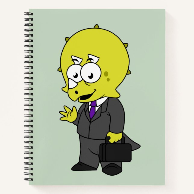 Illustration Of A Triceratops Businessman. Notebook (Front)
