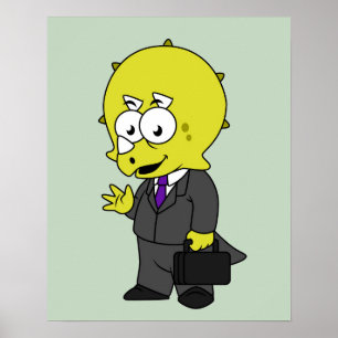 Illustration Of A Triceratops Businessman. Poster