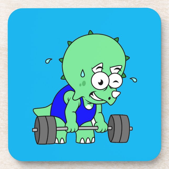 Illustration Of A Triceratops Lifting Weights. Coaster (Front)