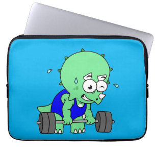 Illustration Of A Triceratops Lifting Weights. Laptop Sleeve