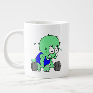 Illustration Of A Triceratops Lifting Weights. Large Coffee Mug