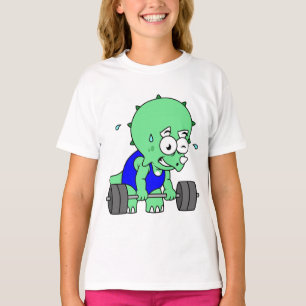 Illustration Of A Triceratops Lifting Weights. T-Shirt