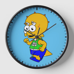 Illustration Of A Triceratops Runner. Clock