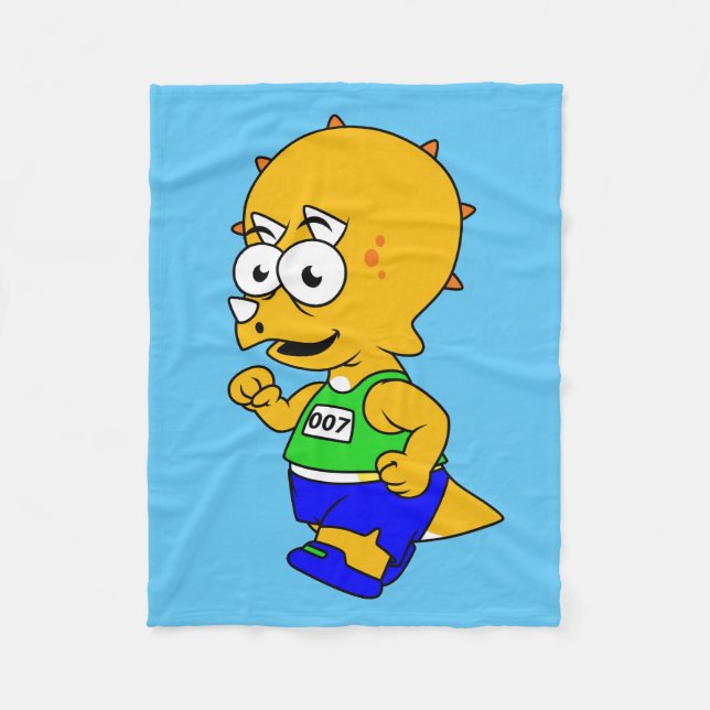 Illustration Of A Triceratops Runner. Fleece Blanket (Front)