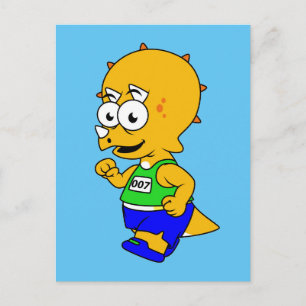 Illustration Of A Triceratops Runner. Postcard
