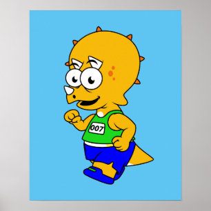 Illustration Of A Triceratops Runner. Poster