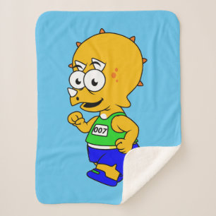 Illustration Of A Triceratops Runner. Sherpa Blanket