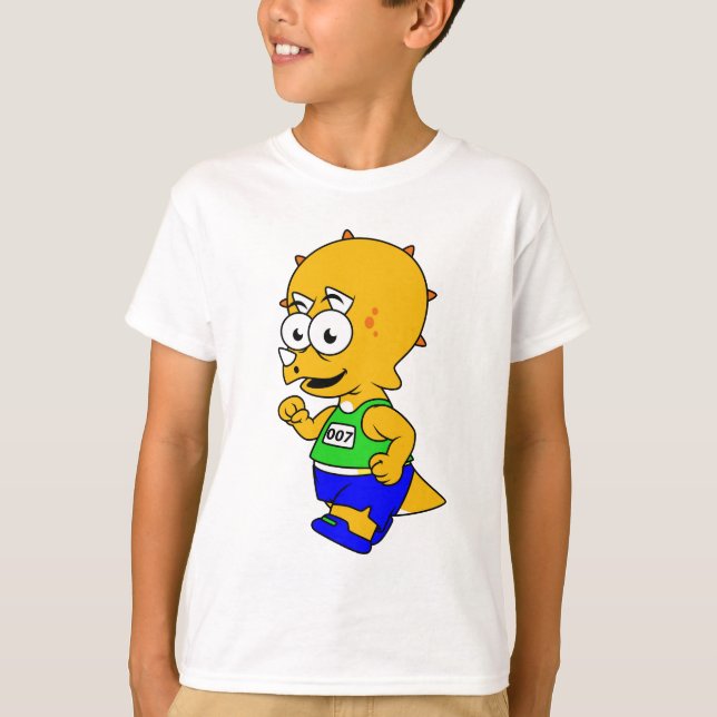 Illustration Of A Triceratops Runner. T-Shirt (Front)