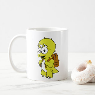 Illustration Of A Triceratops With Backpack. Coffee Mug