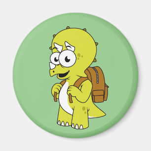 Illustration Of A Triceratops With Backpack. Magnet