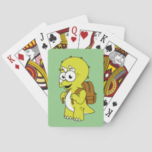 Illustration Of A Triceratops With Backpack. Playing Cards