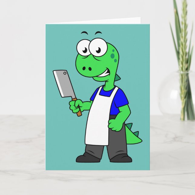 Illustration Of A Tyrannosaurus Rex Butcher. Card (Front)