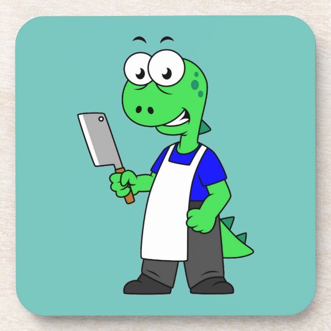 Illustration Of A Tyrannosaurus Rex Butcher. Coaster (Front)