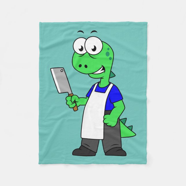 Illustration Of A Tyrannosaurus Rex Butcher. Fleece Blanket (Front)