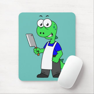 Illustration Of A Tyrannosaurus Rex Butcher. Mouse Mat