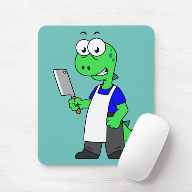 Illustration Of A Tyrannosaurus Rex Butcher. Mouse Mat (With Mouse)