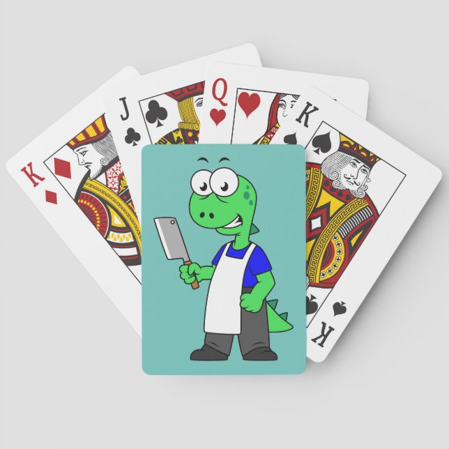 Illustration Of A Tyrannosaurus Rex Butcher. Playing Cards (Back)