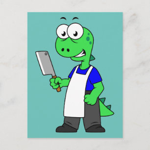 Illustration Of A Tyrannosaurus Rex Butcher. Postcard