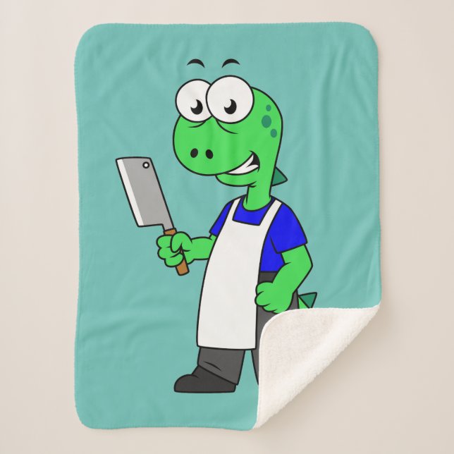 Illustration Of A Tyrannosaurus Rex Butcher. Sherpa Blanket (Front)