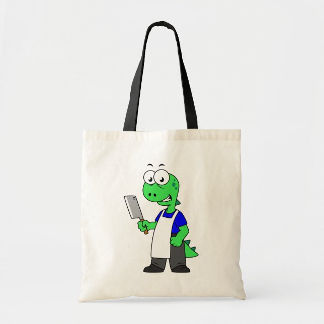 Illustration Of A Tyrannosaurus Rex Butcher. Tote Bag (Front)