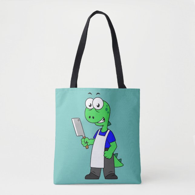 Illustration Of A Tyrannosaurus Rex Butcher. Tote Bag (Front)