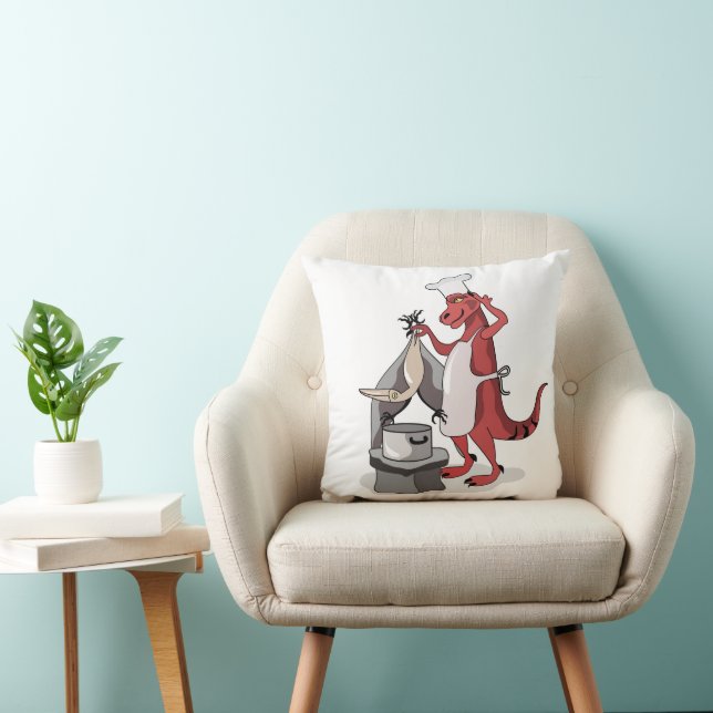 Illustration Of A Tyrannosaurus Rex Chef Cooking. Cushion (Chair)