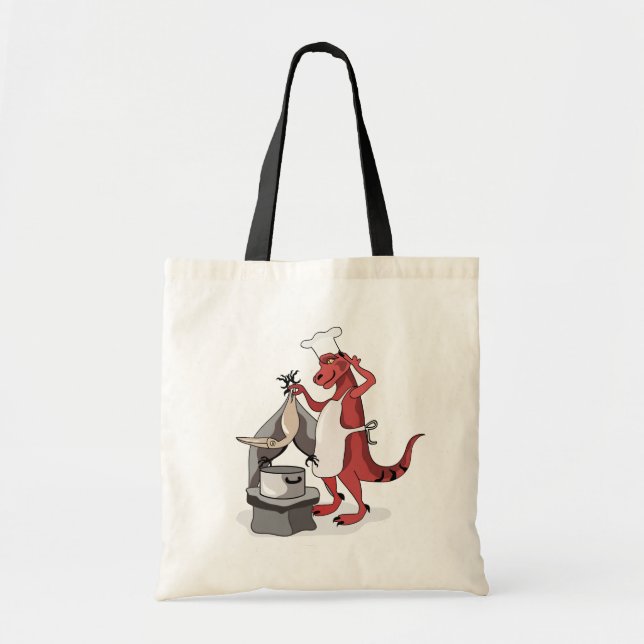 Illustration Of A Tyrannosaurus Rex Chef Cooking. Tote Bag (Front)