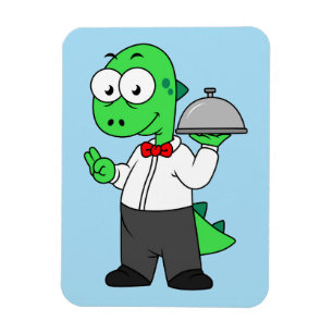 Illustration Of A Tyrannosaurus Rex Food Waiter. Magnet