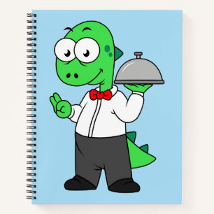 Illustration Of A Tyrannosaurus Rex Food Waiter. Notebook