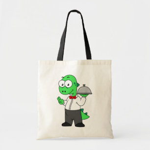 Illustration Of A Tyrannosaurus Rex Food Waiter. Tote Bag