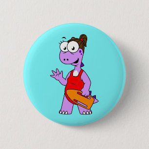 Illustration Of A Tyrannosaurus Rex Lifeguard. 6 Cm Round Badge